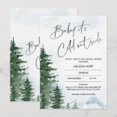 Invitation Pins d'hiver Baby Son Baby shower froid (Devant / Derrière)