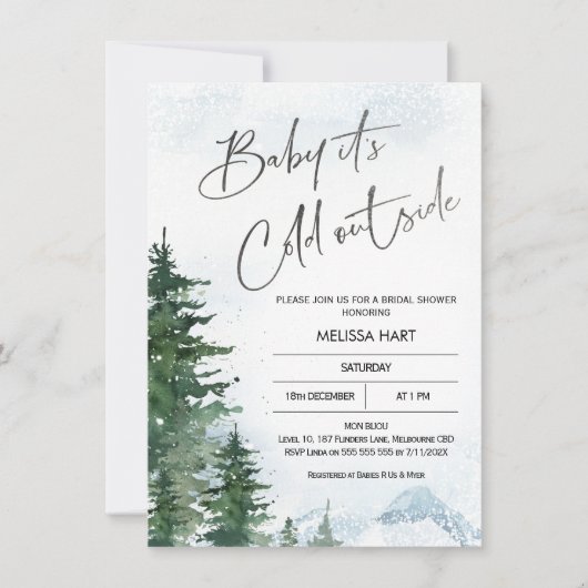 Invitation Pins d'hiver Baby Son Baby shower froid (Devant)
