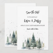 Invitation Pins d'hiver de vacances Enregistrer la date Aquar (Devant / Derrière)