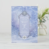 Invitation Pins d'hiver Flammes de neige Fête d'anniversaire (Debout devant)