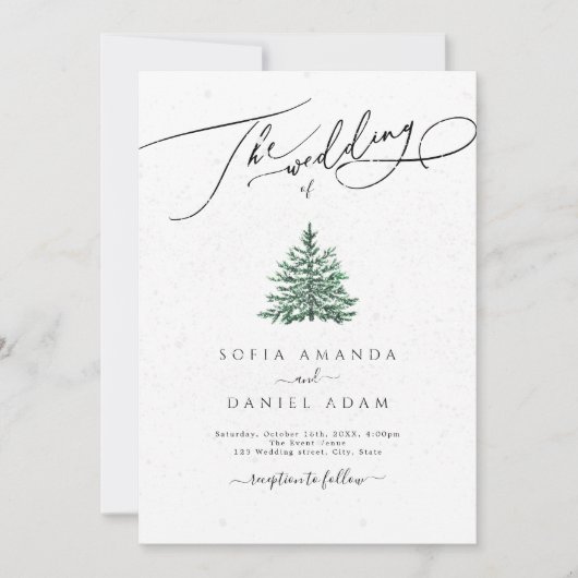 Invitation Pins d'hiver Mariage de neige (Devant)