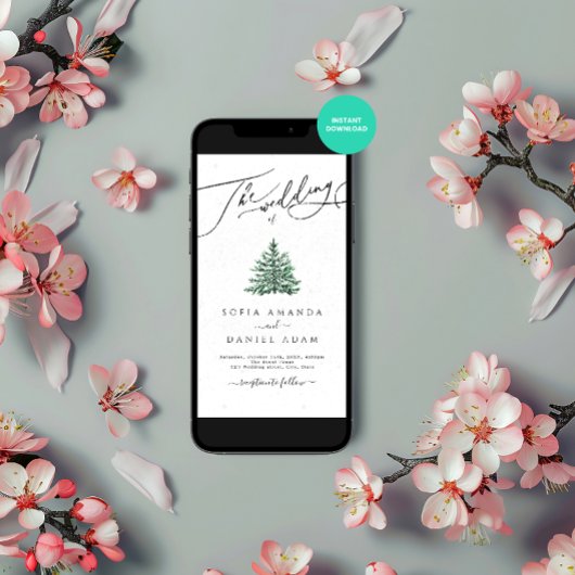 Invitation Pins d'hiver Mariage de neige