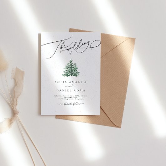 Invitation Pins d'hiver Mariage de neige