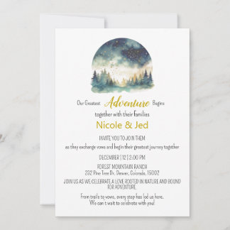 Invitation Pins d'hiver rustique neige extérieure Mariage