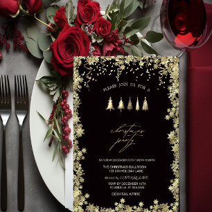 Invitation Pins d'or Festive, Fête de Noël des étoiles