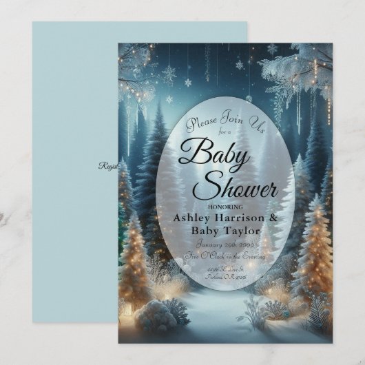 Invitation Pins givrés dans le Baby shower d'hiver (Devant / Derrière)