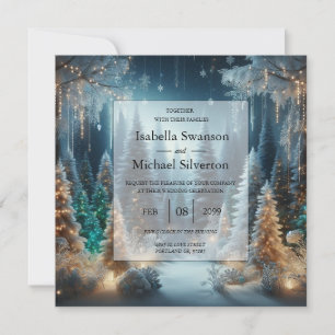 Invitation Pins givrés dans une robe de mariée lumineuse d'hi