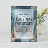 Invitation Pins givrés en hiver Glow Noël Soir dîner (Debout devant)