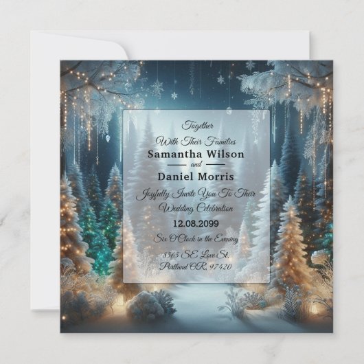 Invitation Pins givrés en hiver Mariage (Devant)