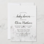 Invitation Pins givrés Rustique Blanc bébé fille Douche (Devant)