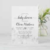 Invitation Pins givrés Rustique Blanc bébé fille Douche (Debout devant)