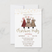 Invitation Pins, Lumières, Buffalo Plaid Christmas Party (Devant)