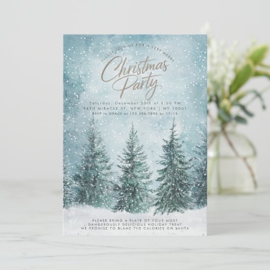 Invitation Pins neigeux Arbre de Noël neige Noël hiver Noël (Debout devant)