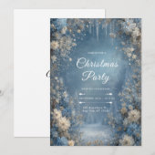 Invitation Pins neigeux Noël floral hivernal (Devant / Derrière)