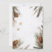 Invitation Pins neigeux Pinecones Snowflakes Gold Christmas (Dos)