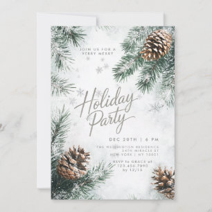 Invitation Pins neigeux Pinecones Snowflakes Holiday