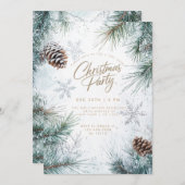 Invitation Pins neigeux Pinecones Snowflakes Noël (Devant / Derrière)