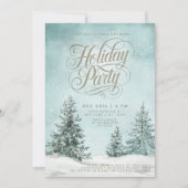 Invitation Pins neigeux Typographie de l'arbre de Noël Vacanc (Devant)