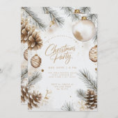 Invitation Pins Pinecones Ornements Boho moderne Noël (Devant / Derrière)