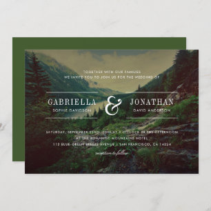 Invitation Pins romantiques, montagnes et lac Mariage moder