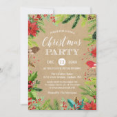 Invitation Pins Rustiques Berries Floral Kraft fête de Noël (Devant)