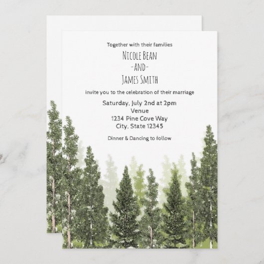 Invitation Pins rustiques Mariage campagnard simple (Devant / Derrière)