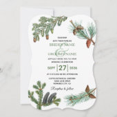 Invitation Pins rustiques Mariage de verdure forestière (Devant)