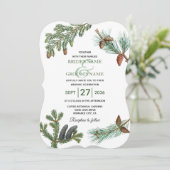 Invitation Pins rustiques Mariage de verdure forestière (Debout devant)
