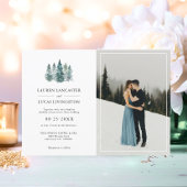 Invitation Pins rustiques mariages Vert foncé profond | PHOTO