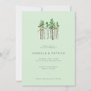 Invitation Pins sereins pastel vert aquarelle