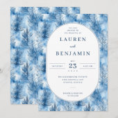 Invitation Pins Sérénité Bleu Aquarelle (Devant / Derrière)