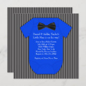 Invitation Pinstripe Black Blue Baby Boy Douche (Devant / Derrière)