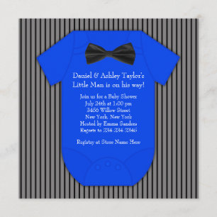 Invitation Pinstripe Black Blue Baby Boy Douche