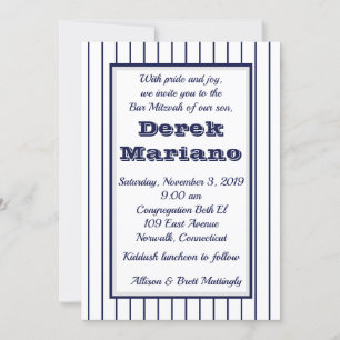 Invitation Pinstripe New York Bar Mitzvah
