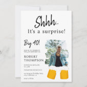 Invitation Pintes de bière blanc surprise photo quarante anni (Devant)