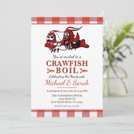 Invitation Pique-nique à bille de poisson d'écrevisse Parti d (Debout devant)