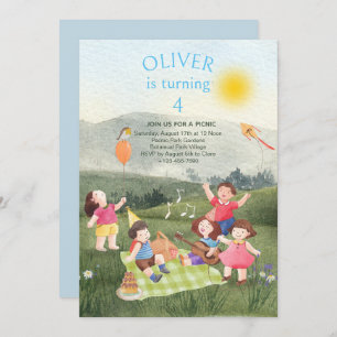 Invitation Pique-nique Amusant Anniversaire Garçon Garden Par