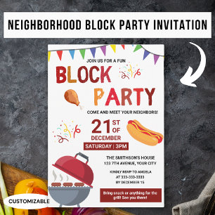 Invitation Pique-nique amusant snack barbecue voisin fête de 
