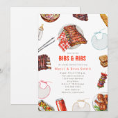 Invitation Pique-nique BBQ Bibs & Ribs Fête bébé neutre (Devant / Derrière)