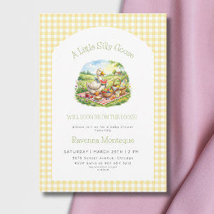 Invitation Pique-nique de bébé Silly Goose Jaune Gingham Show