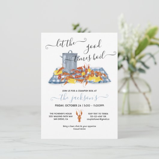 Invitation Pique-nique de cuisson d'écrevisses BBQ (Debout devant)