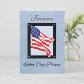 Invitation Pique-nique de la Fête du Travail, Drapeau, Ciel b (Debout devant)