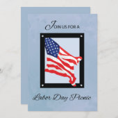 Invitation Pique-nique de la Fête du Travail, Drapeau, Ciel b (Devant / Derrière)