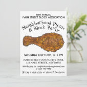 Invitation Pique-nique de poule poêlée Partie de l'ensemble d (Debout devant)