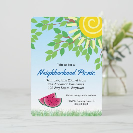 Invitation Pique-nique de quartier Invitati avec Watermelon & (Debout devant)