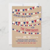 Invitation Pique-nique de réunion de famille Rouge Blanc Bleu (Devant)