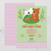Invitation Pique-nique de Teddy Bear's Birthday Party Park ro (Devant / Derrière)