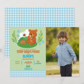 Invitation Pique-nique de Teddy Bear's Birthday Photo Park Bl (Devant / Derrière)