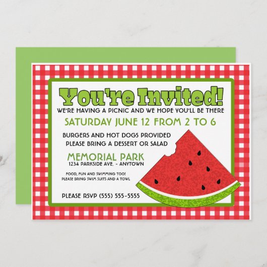 Invitation Pique-nique d'été (Devant / Derrière)