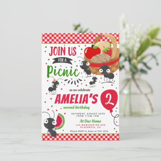 Invitation Pique-nique d'été dans le parc Fête d'anniversaire (Debout devant)